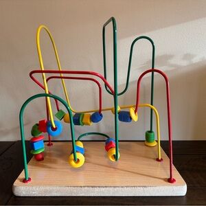 Vintage Montessori Wooden Wire Bead Maze Toy Roller Coaster Educational Sensory